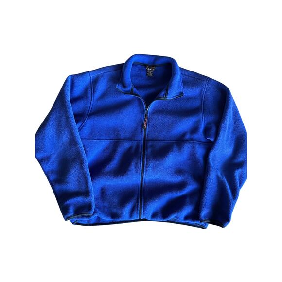 Vintage L.L. Bean Large Bright Blue Full Zip Fleece Jacket - Picture 1 of 8